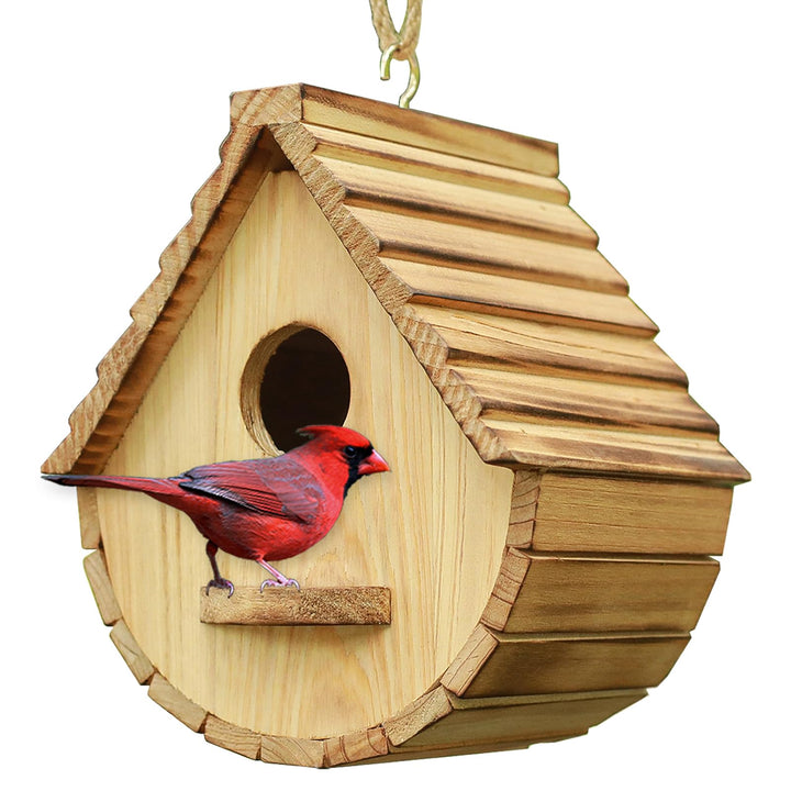 STARSWR Vogelhäuser zum Aufhängen im Freien, Holz Vogelhaus Nest, Naturholz Freiraum Vogelhütte Blue