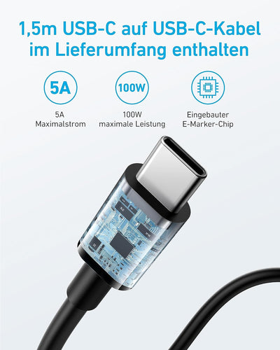 100W USB-C Ladegerät, MacBook Pro Charger, Anker PIQ 3.0 Kompaktes Schnellladegerät für MacBook Pro,