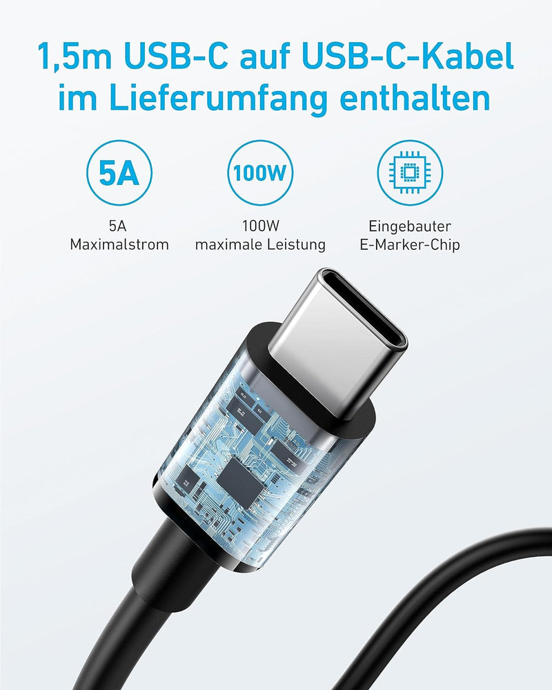 100W USB-C Ladegerät, MacBook Pro Charger, Anker PIQ 3.0 Kompaktes Schnellladegerät für MacBook Pro,