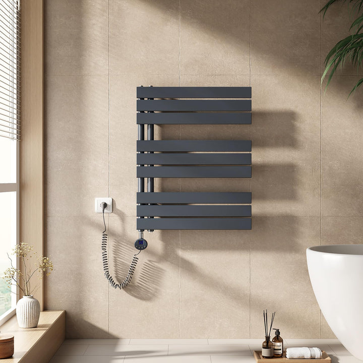 EMKE Handtuchheizkörper Elektrisch 762x600 mm - Flach Badheizkörper Elektrisch, Elektrischer Handtuc