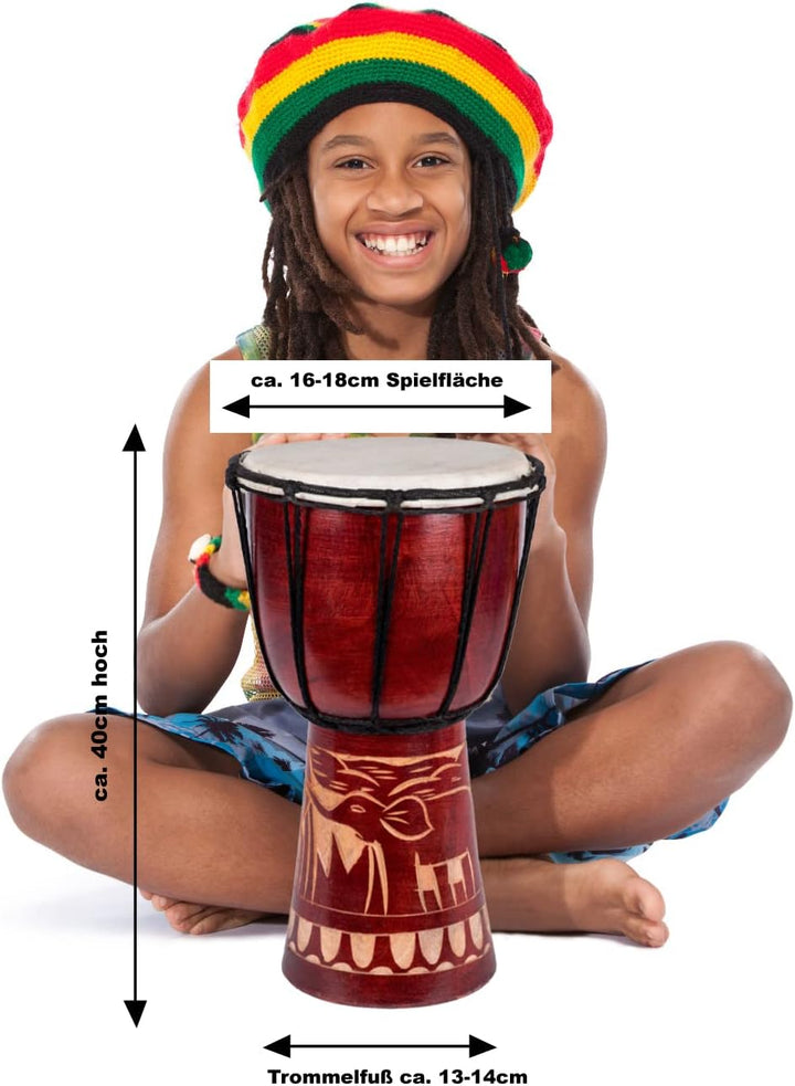 40cm Grosse Djembe Trommel Bongo Drum Elefant Braun Fair Trade Top Klang