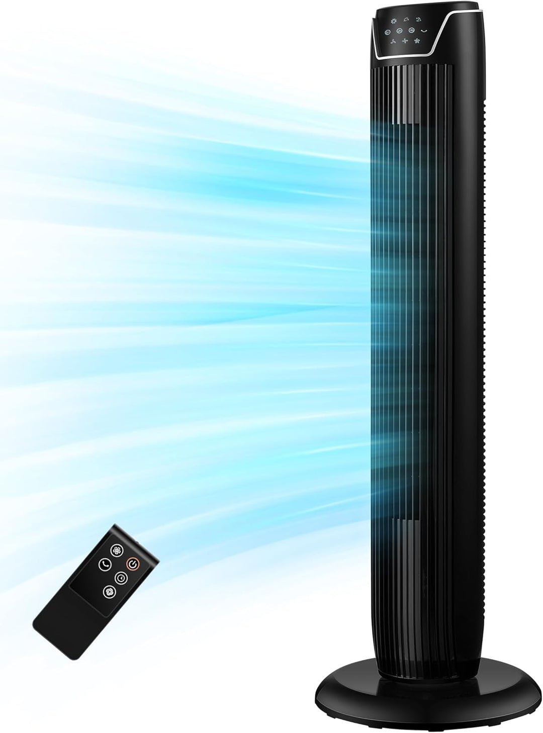 Midea FZ10-17JR Turmventilator mit Fernbedienung Timer 7 Stunden, 3 Modi, 3 Geschwindigkeiten, 45 W,