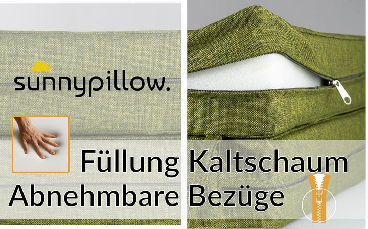 sunnypillow 2er Set Stuhlkissen 50 x 50 cm wasserdicht UV-lichtecht 7cm dick - Outdoor Polsterauflag