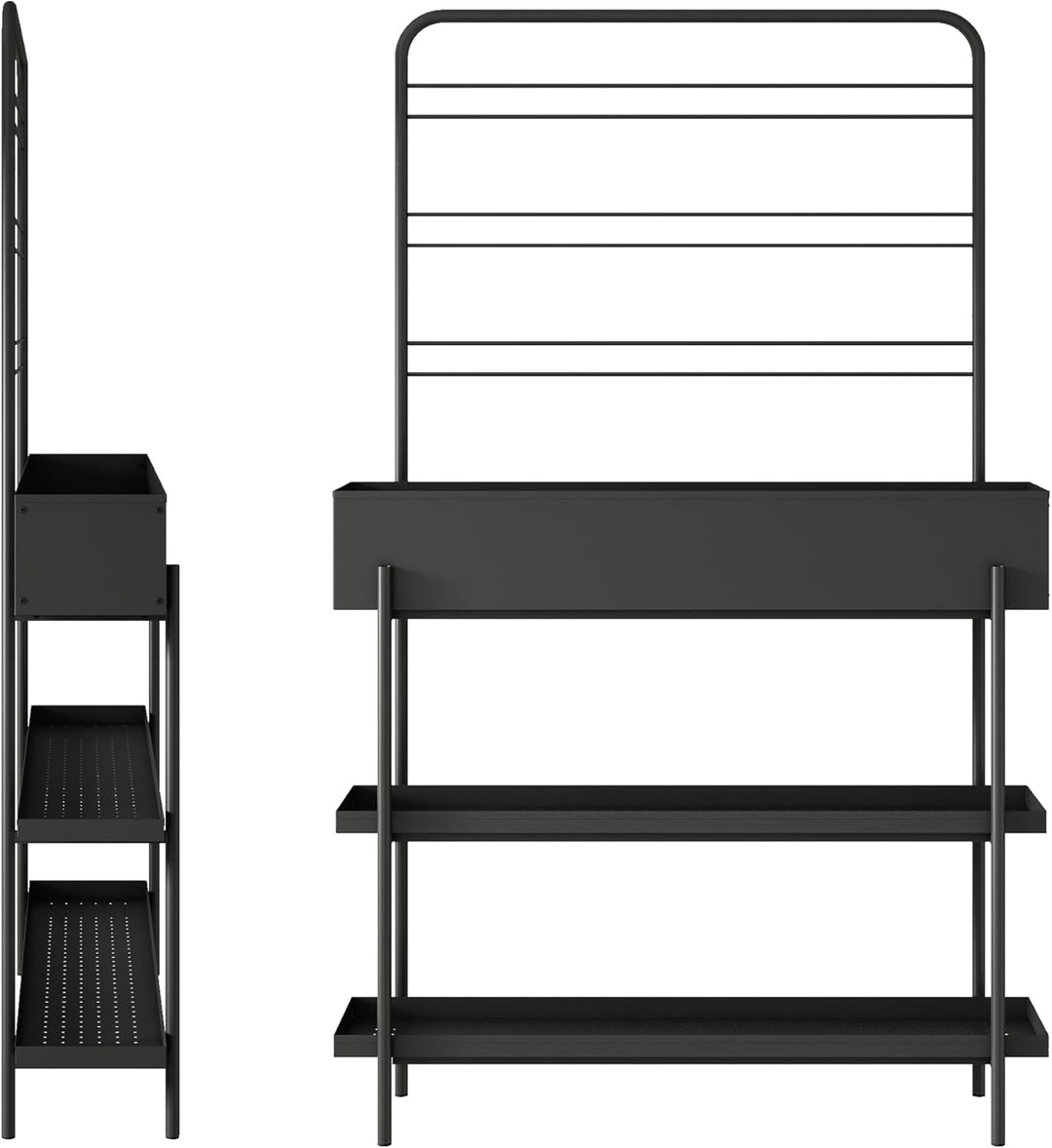 casa.pro Outdoor Pflanzenregal Aalsmeer Pflanzenständer mit Blumenkasten 2 Ablagen Blumenregal aus M