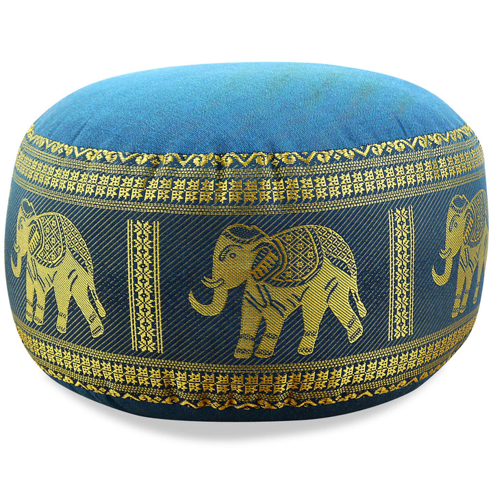 livasia Meditationskissen Thaiseide - Ø 32x20cm - Yogakissen klein mit Kapok, Pouf, Bodenkissen Yoga