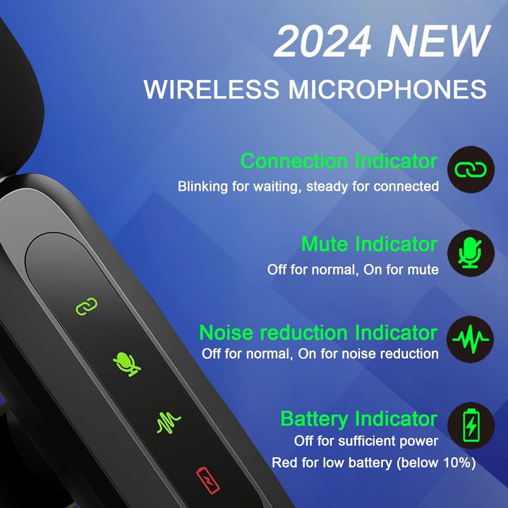 TZEKING Lavalier Mikrofon Wireless mit LED-Display,Plug-and-Play Mikrofon Kabellos, Mini Mikrofon ko