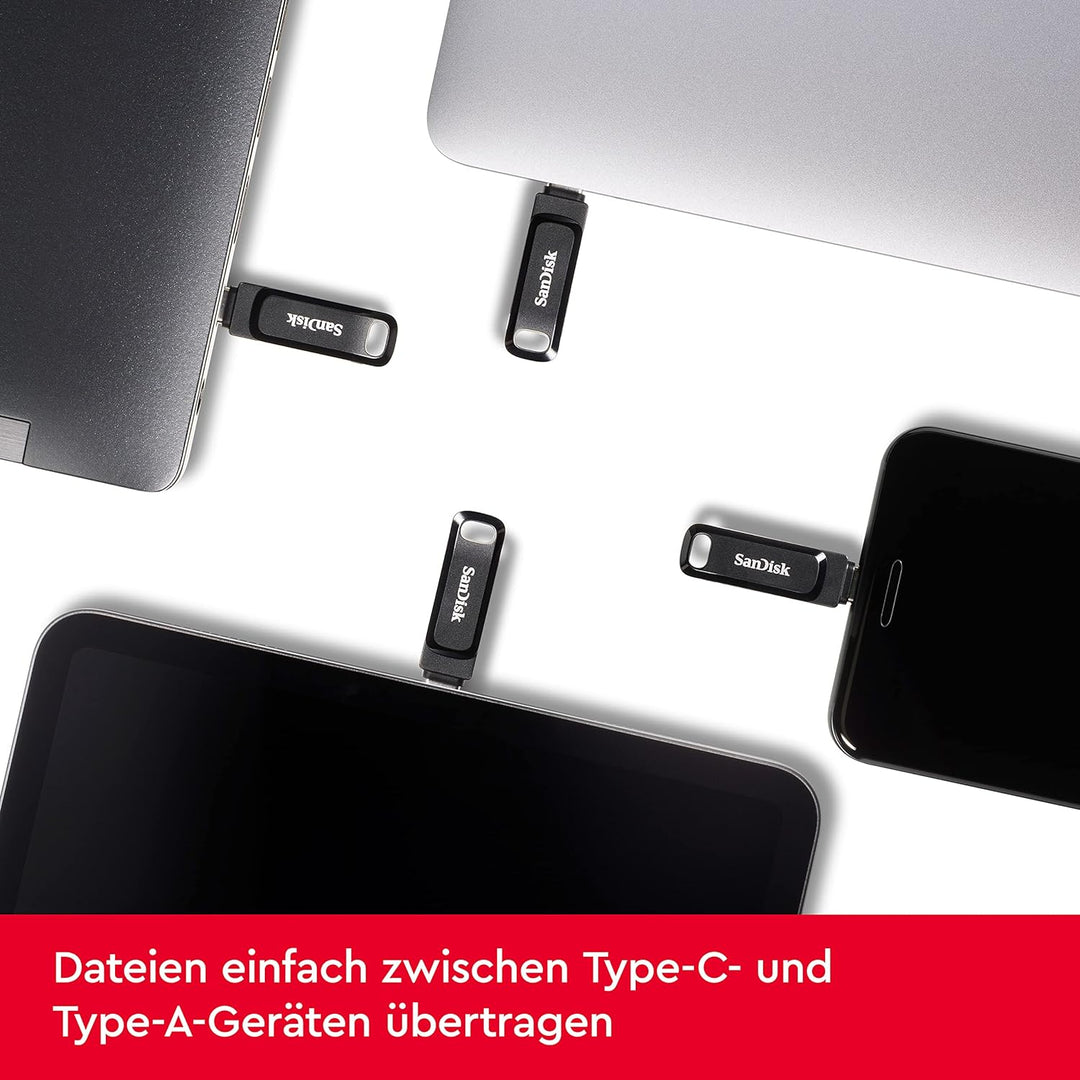 SanDisk 256GB Ultra Dual Drive Go USB Type-C Flash Drive with reversible USB Type-C and USB Type-A c