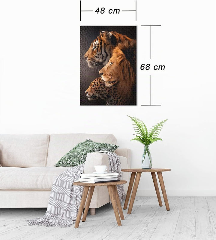 Ulmer Puzzleschmiede - Puzzle The Big Three“ - Imposantes Raubkatzen-Motiv mit Tiger, Löwe und Leopa