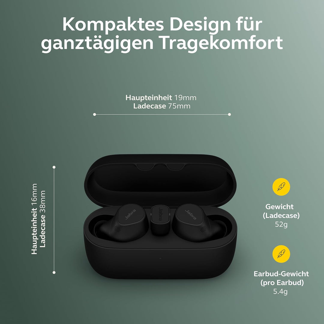 Jabra Evolve2 Buds True Wireless In-Ear-Bluetooth mit aktiver Geräuschunterdrückung (ANC), 4 Mic Mul