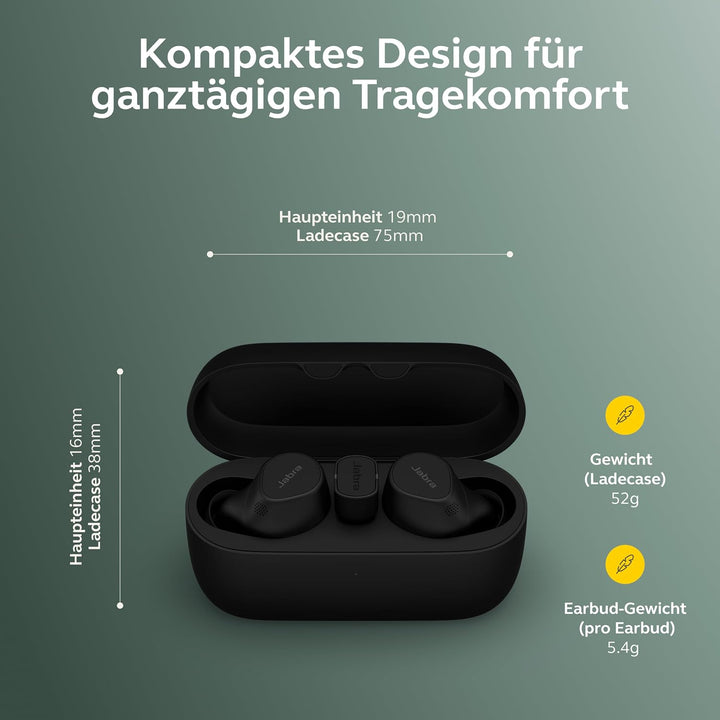 Jabra Evolve2 Buds True Wireless In-Ear-Bluetooth mit aktiver Geräuschunterdrückung (ANC), 4 Mic Mul