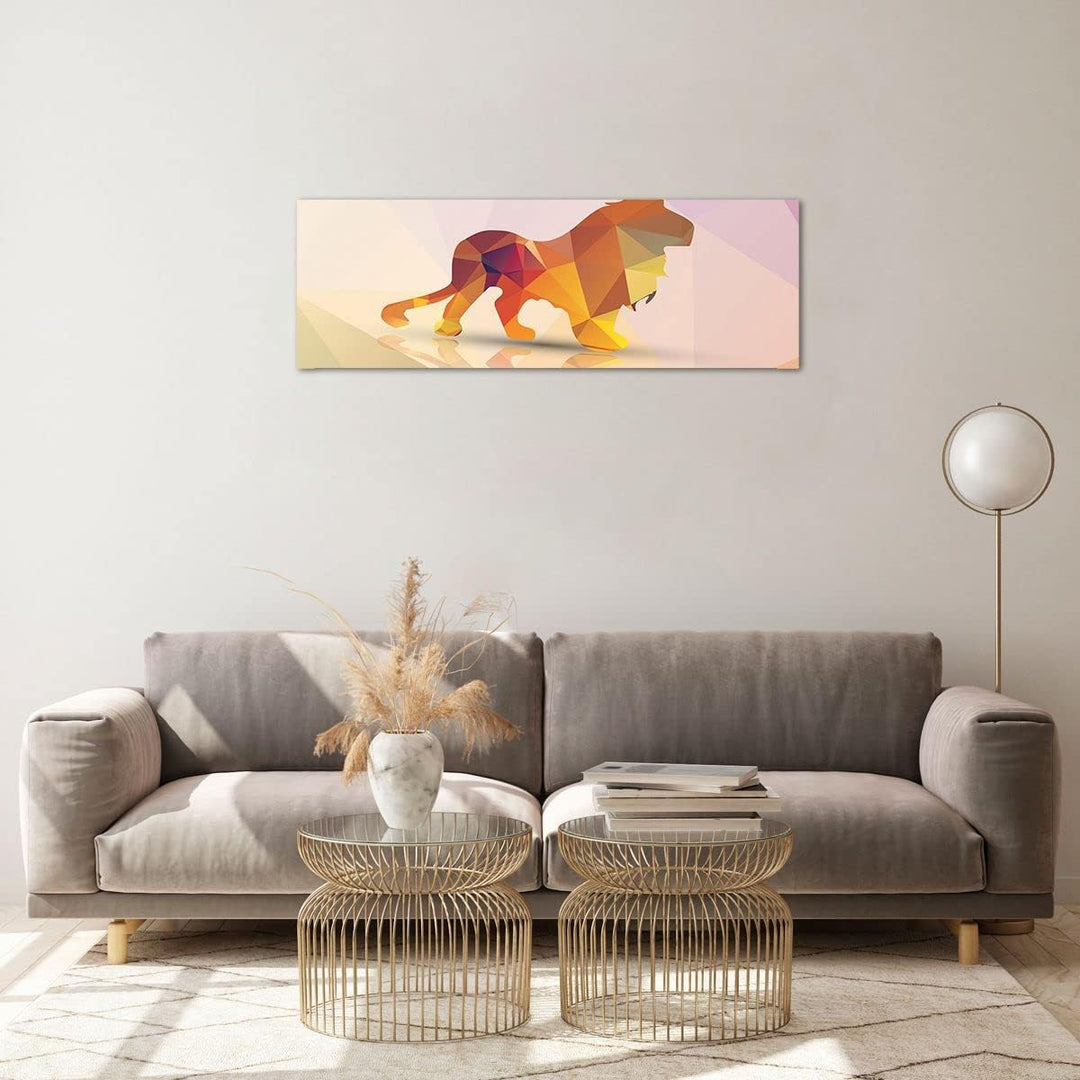 Panorama Bilder auf Glas Löwe Illustration modern Glasbild 90x30cm Wandbilder Dekoration Wohnzimmer