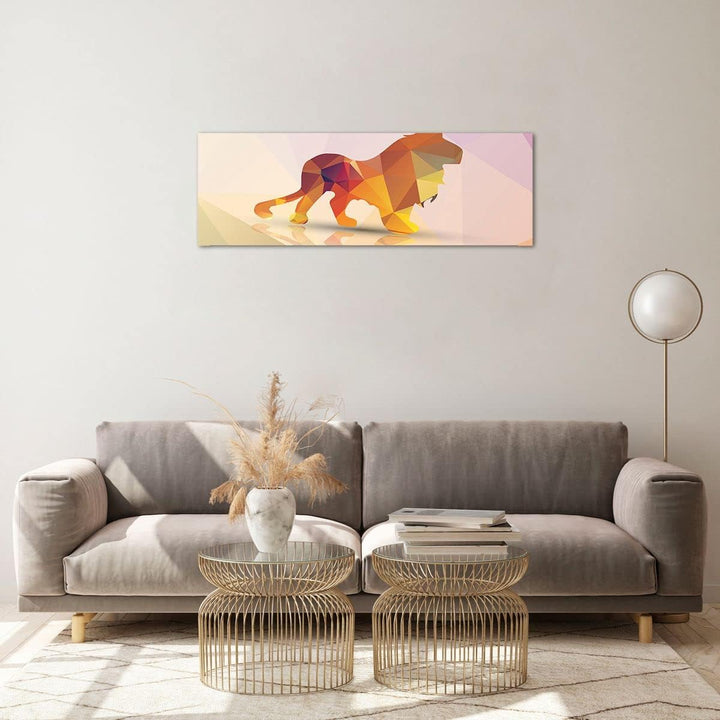 Panorama Bilder auf Glas Löwe Illustration modern Glasbild 90x30cm Wandbilder Dekoration Wohnzimmer