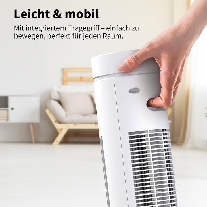 aeco AirX SPIN Turmventilator mit Fernbedienung 3 Geschwindigstufen 7H Timer 35w mobiler Lüfter Oszi