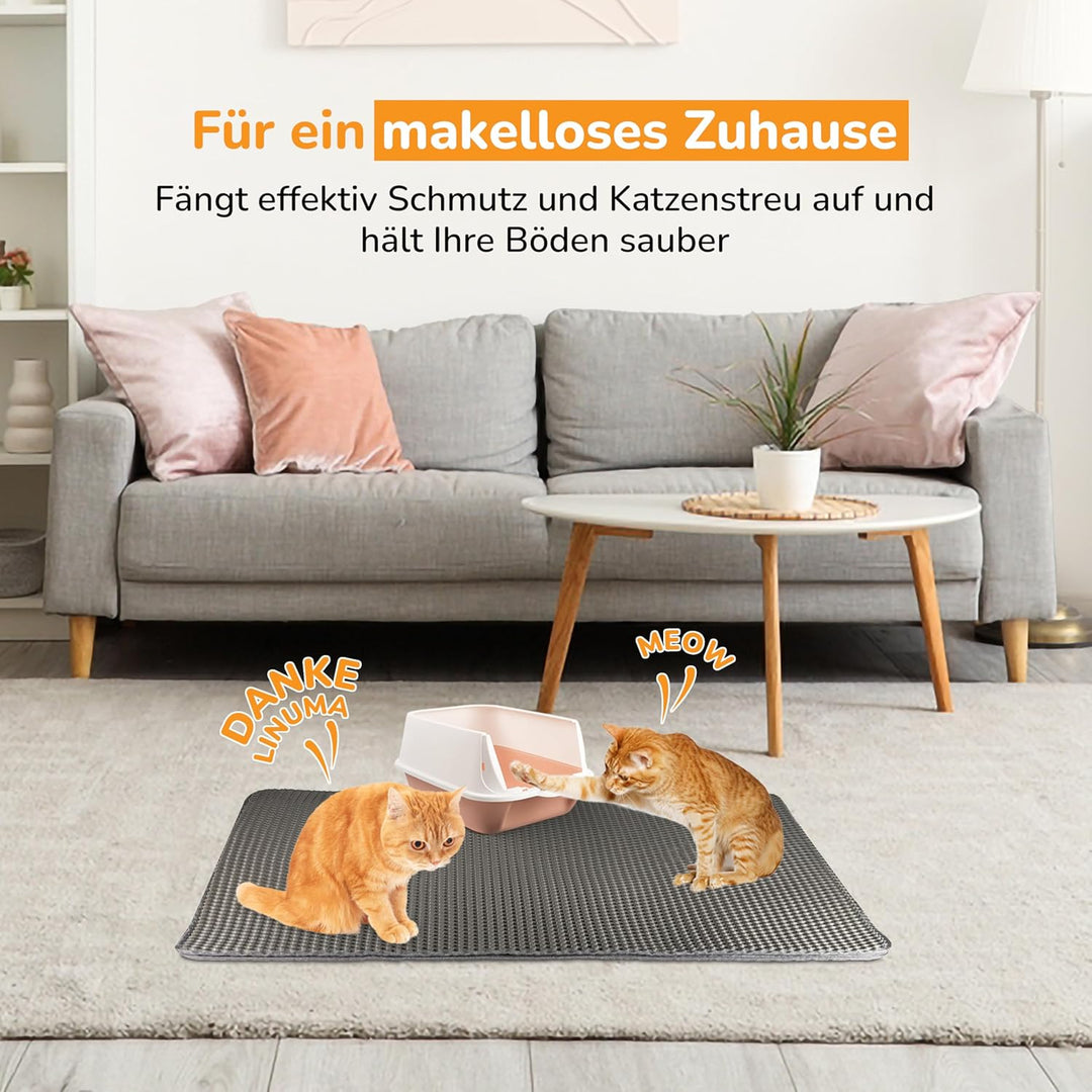 Katzenklo Matte 90x76cm Grau, Katzenstreu Matte, Katzenmatte, Unterleger für Katzenklo, Katzenstreum