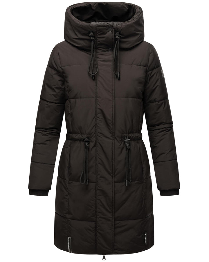 Navahoo Damen Wintermantel kurzer Steppmantel mit Kapuze Zuckertatze XIV XS-XXL S Schwarz, S Schwarz