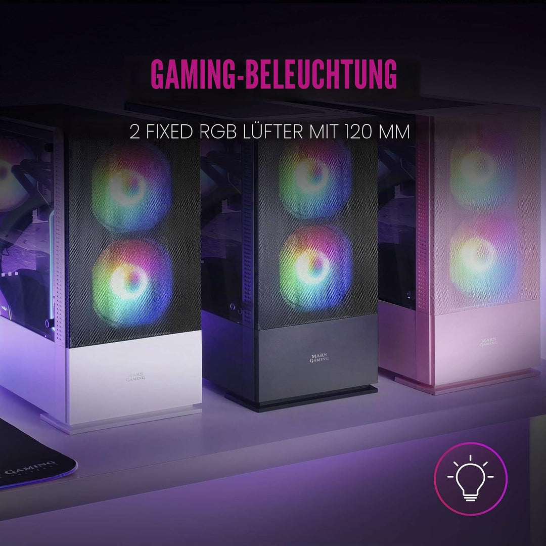 Mars Gaming MCZW, Premium-Kompakt-PC-Gehäuse, MicroATX, Panel + Front Mesh, Weiss, MCZW