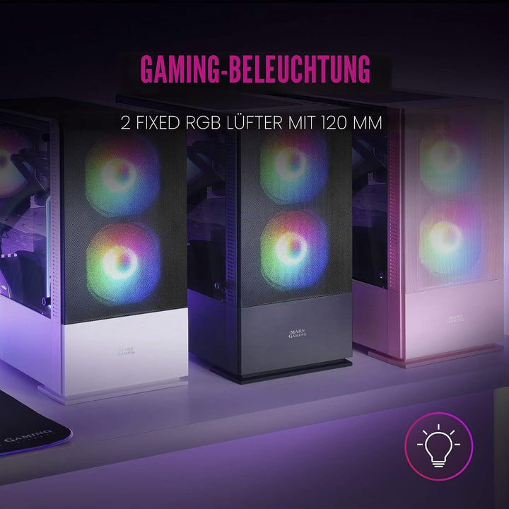Mars Gaming MCZW, Premium-Kompakt-PC-Gehäuse, MicroATX, Panel + Front Mesh, Weiss, MCZW
