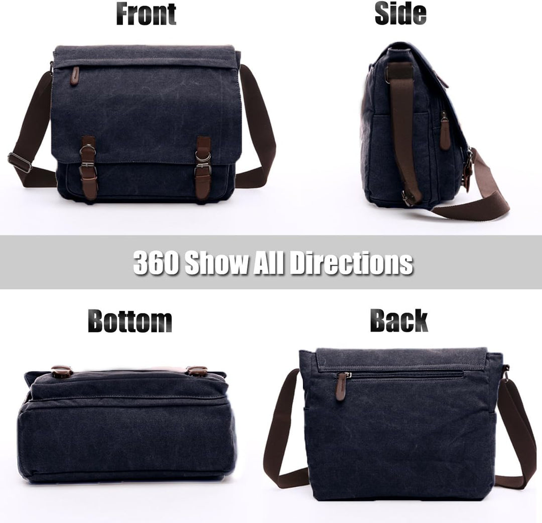 LOSMILE Umhängetasche Herren Schultertasche 16 Zoll Kuriertasche Canvas Laptop Tasche Messenger Bag