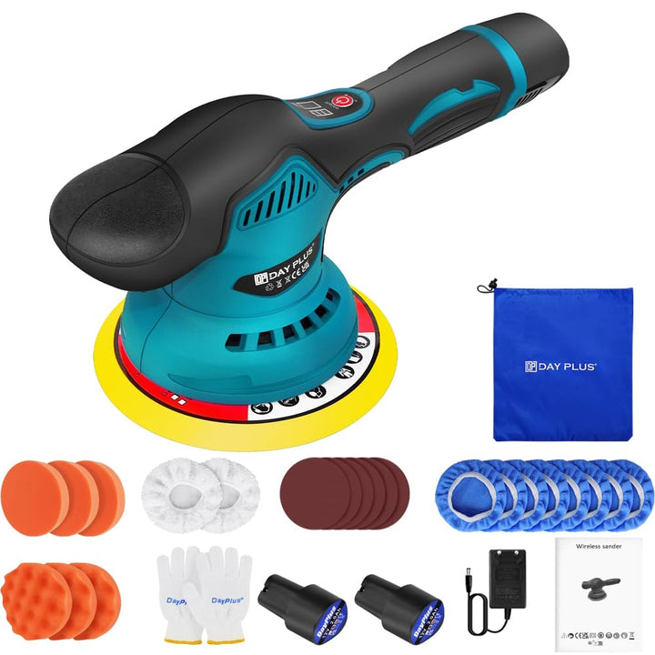 Akku Poliermaschine Set, Exzenter Poliermaschine 125mm, Auto Poliermaschine Set 22pcs, Akku Auto Pol