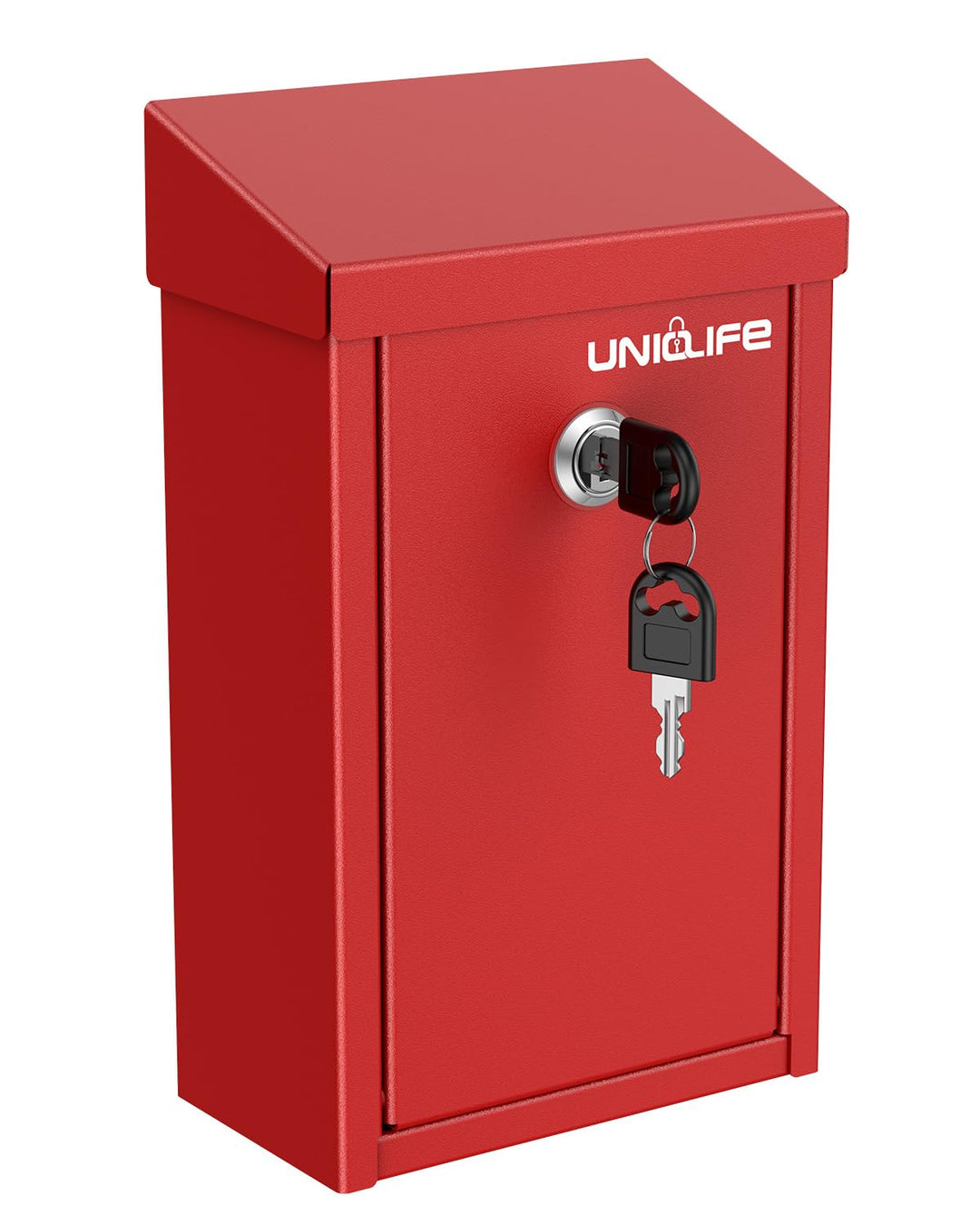 Uniclife Schlüsselbox für aussen, rote Metall-Spendenbox Sammelbox mit Schlüsselschloss, sichere Vor