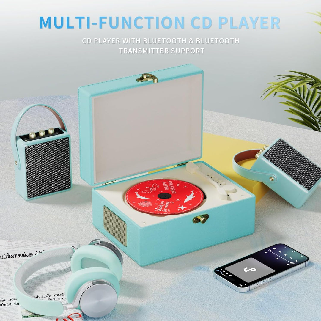 Yintiny Blue Time Musikbox CD-Player mit Lautsprechern für Heimdekoration