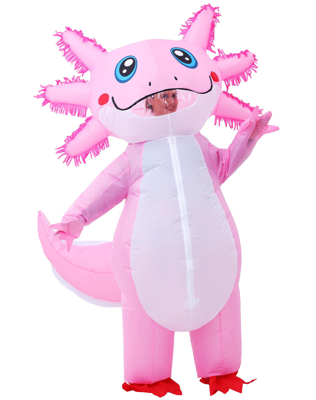 JOYBRO Aufblasbares Axolotl Kostüm, Lustiges Axolotl Kostüm, Perfekt für Halloween, Karneval, Cospla
