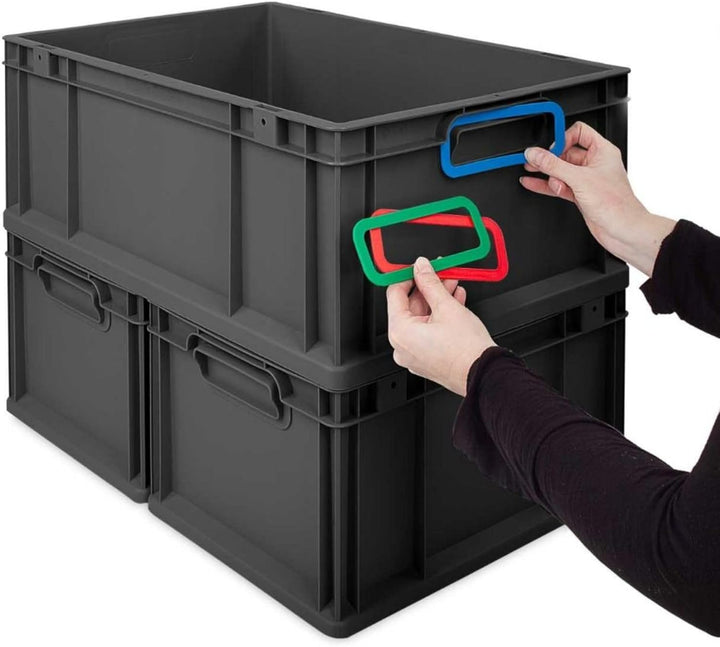 PROREGAL Eurobox NextGen Color | HxBxT 32x40x60cm | 65 Liter | Griffe schwarz offen | Verstärkter Bo
