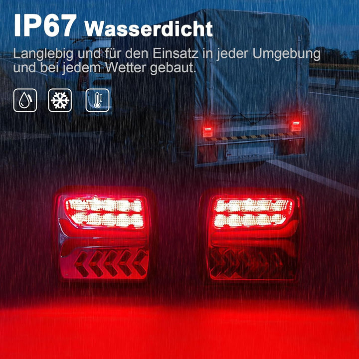 Dinfu kabellose LED Rückleuchten Anhänger mit Magnetfuss 12V-24V LED anhänger licht Set mit 7 Polig