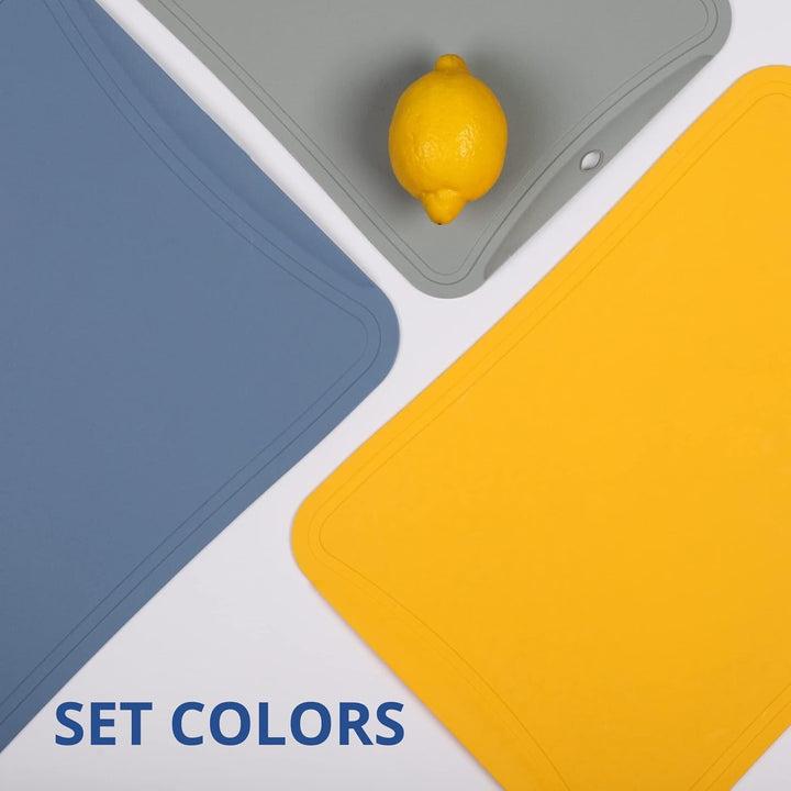 BLUE GINKGO TPU-Schneidematten [3er-Set] – Flexible, messerfreundliche und langlebige Küchen-Schneid