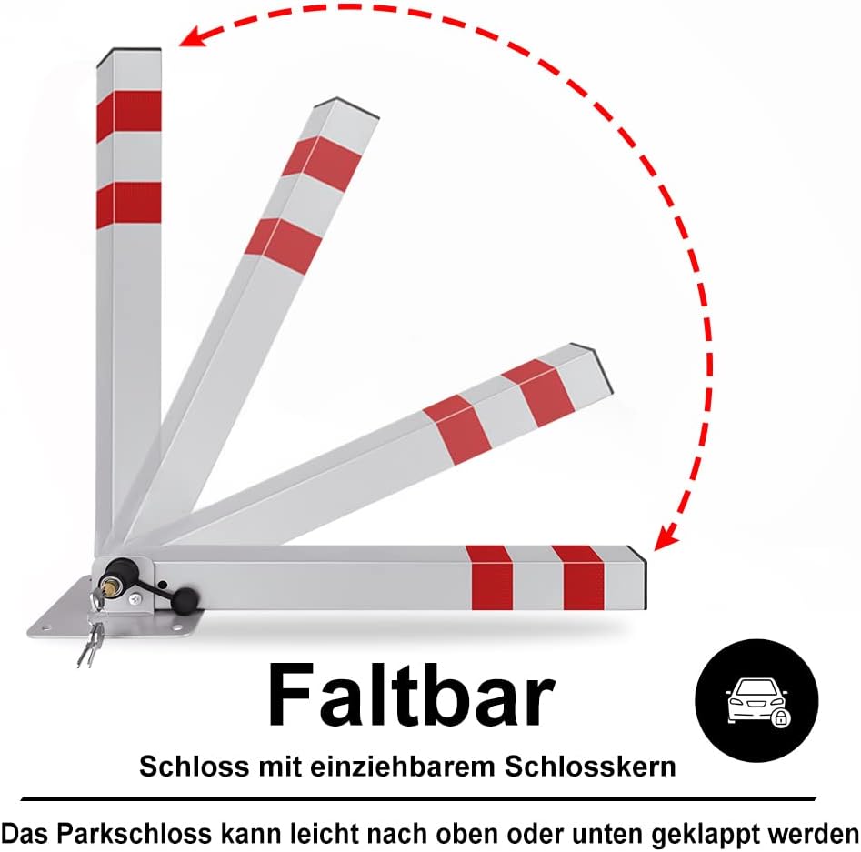 NAIZY Absperrpfosten 2x Parkplatzsperre Klappbar Parkpfosten Quadratisch Poller Pfosten mit Schlüsse