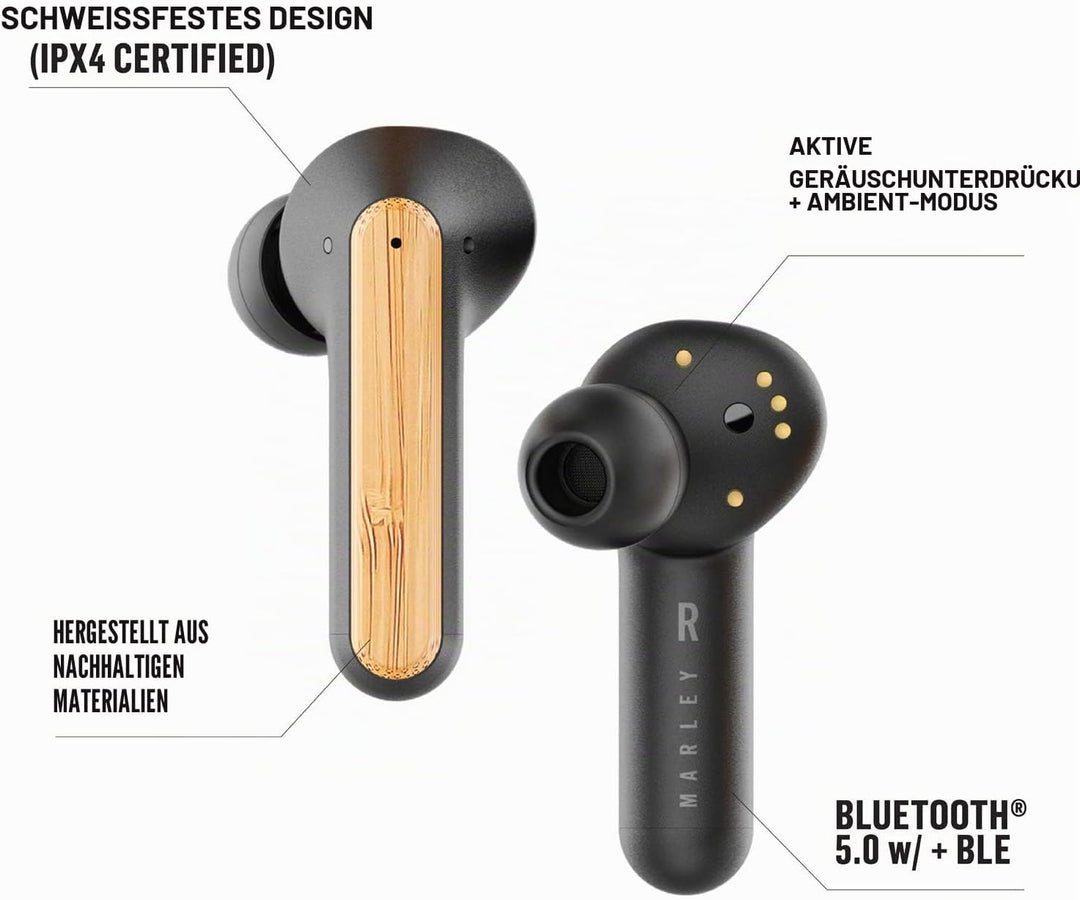 Marley The House of EM Redemption ANC SB Truly Wireless In Ears I Komplett kabellose Kopfhörer mit Q