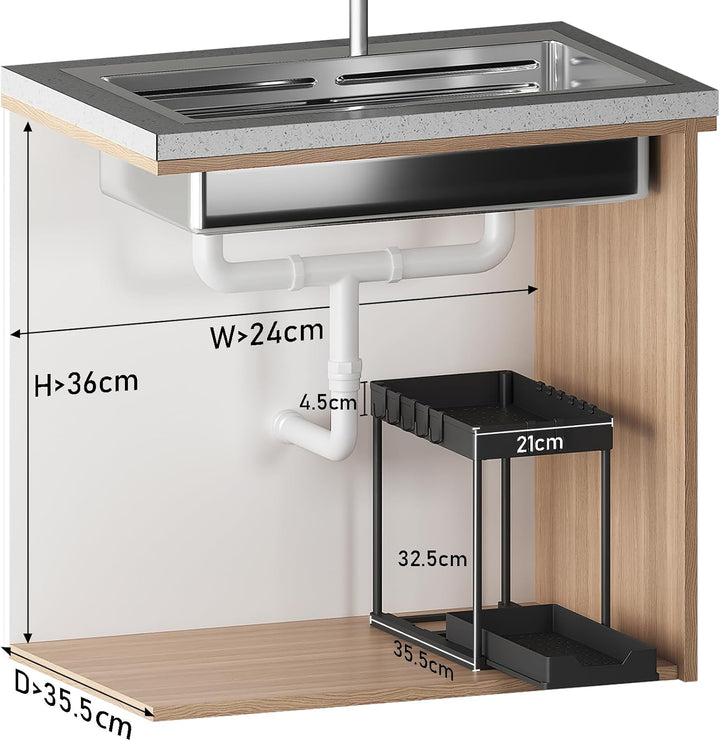 Meltrck Spülschrank Organizer - 2 Stück Unter Waschbecken Regal Organizer - Ausziehbares Lagerregal