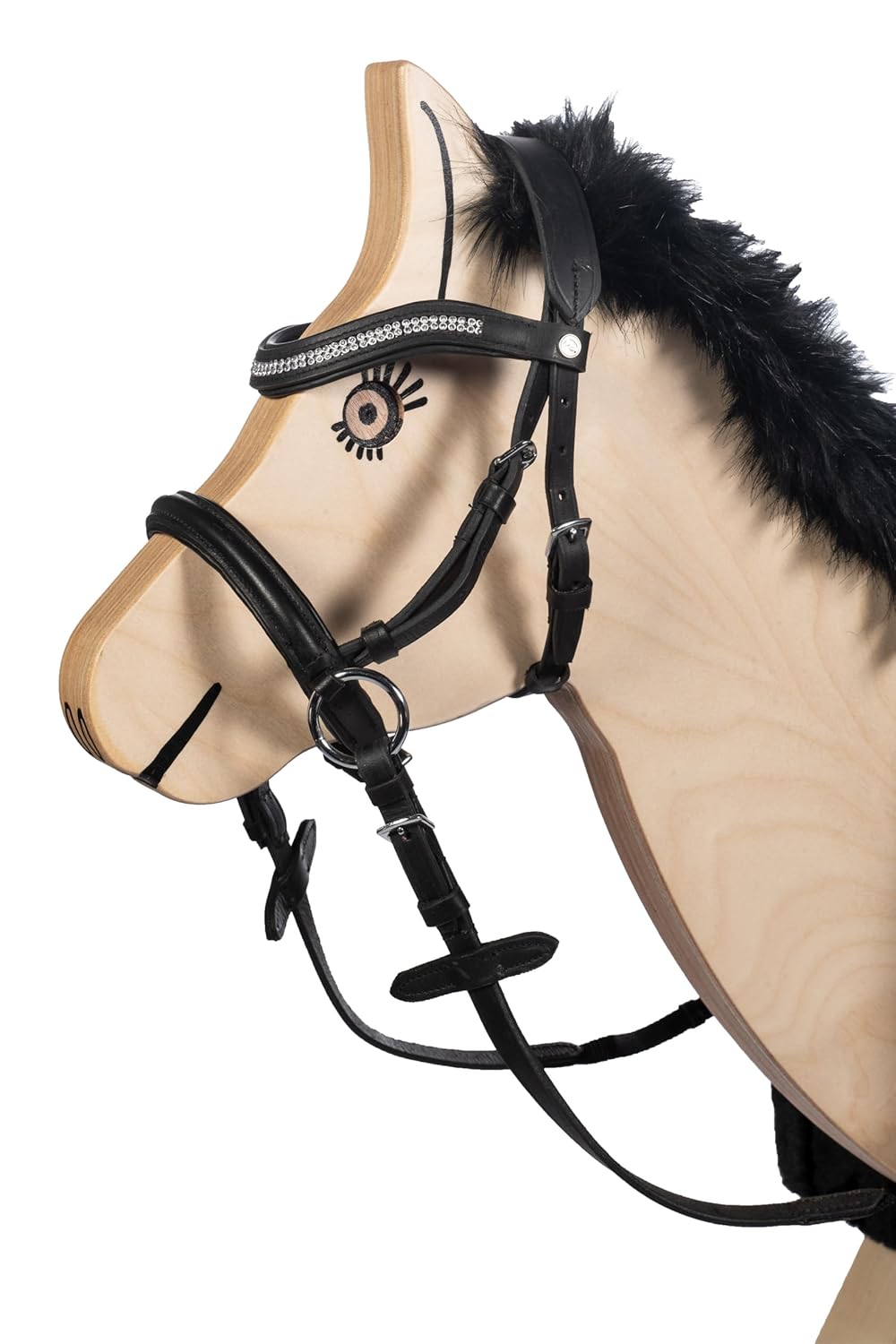 HKM 9209 Gebisslose Trense Funny Horses - Spielzeugtrense Holzpferde Schwarz, Shetty Shetty Single S