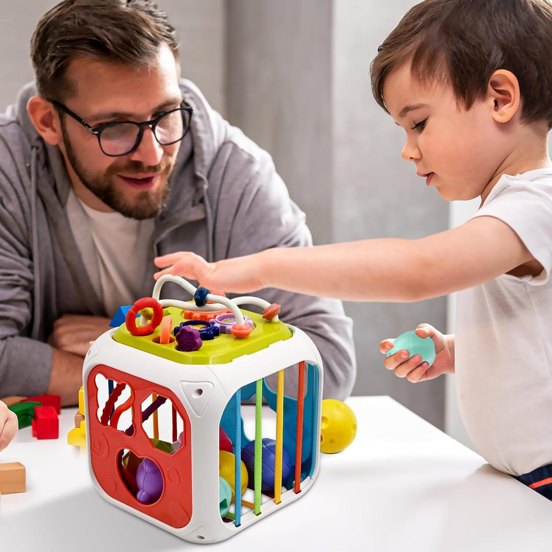 spielzeug ab 1 2 Jahr, 7 in 1 Montessori Babyspielzeug Motorikschleife Activity Center Motorikspielz
