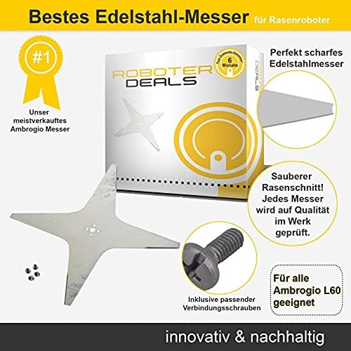 HRobotic Accessoires Messer 25 cm mit 4 Klingen für die Ambrogio L60 Basic, Deluxe, Elite