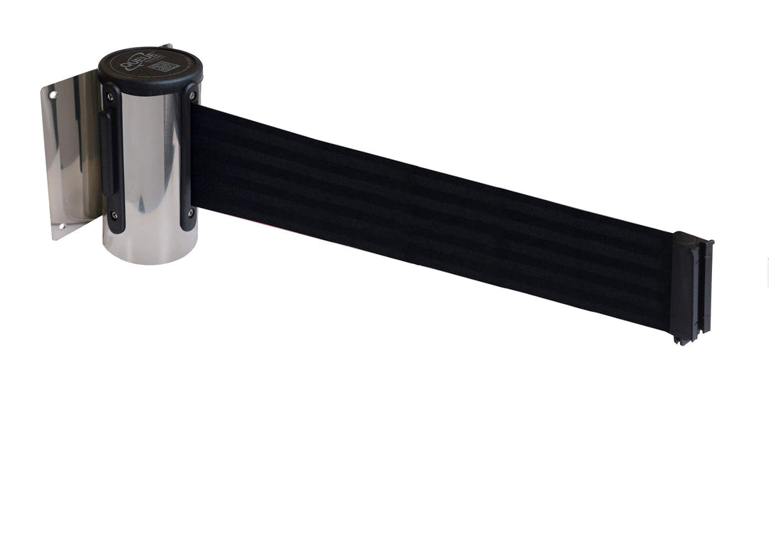 Flexibarrier Wandhalterung inkl. Absperrband (Economy) - 2.3m/4.5m (4.5m, Silber/Schwarz) 4.5m Silbe