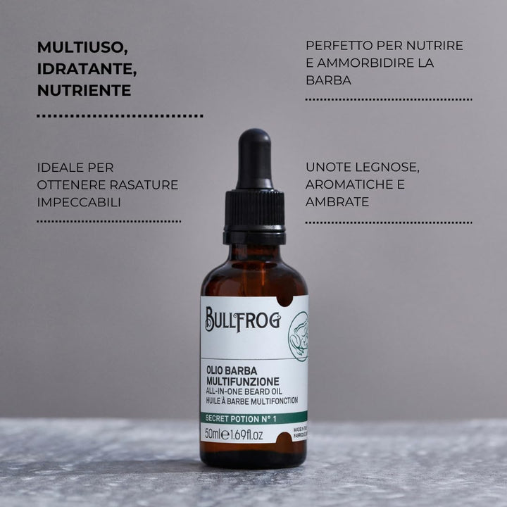 Bullfrog Secret Potion N.1 Multifunktionales Bartöl 50ml – Duftend und Nährend – Holzig, Aromatisch