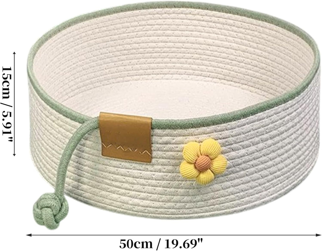 Gewebtes Katzenbett, 50 cm Durchmesser Faltbarer Korb-Nistplatz, Atmungsaktives Haustier-Liegebett,