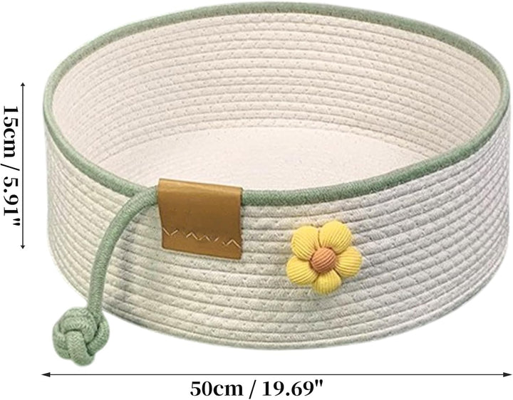 Gewebtes Katzenbett, 50 cm Durchmesser Faltbarer Korb-Nistplatz, Atmungsaktives Haustier-Liegebett,