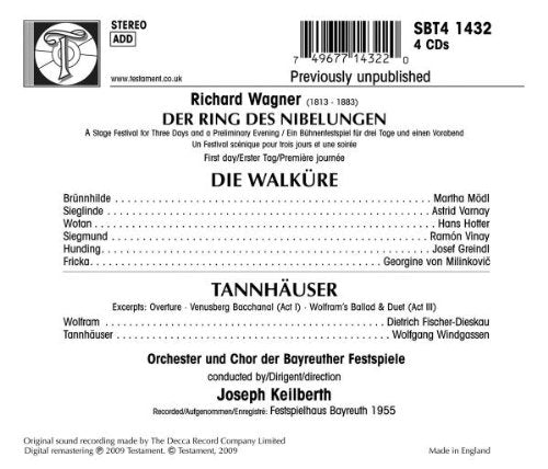 Wagner: Die Walküre / Tannhäuser (Auszüge) - Bayreuth 1955, Audio-CD