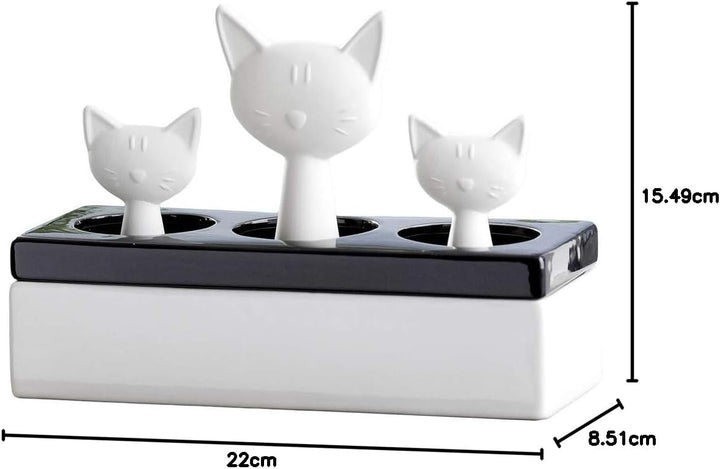 Wenko 52608100 Luftbefeuchter Katzenfamilie - Keramik-Verdunster, 22 x 15.5 x 8.5 cm, weiss-schwarz