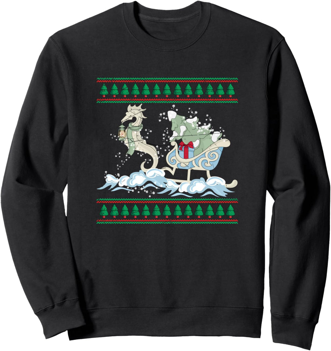 Weihnachten Geschenk Ozean Tier Ugly Christmas Seepferdchen Sweatshirt