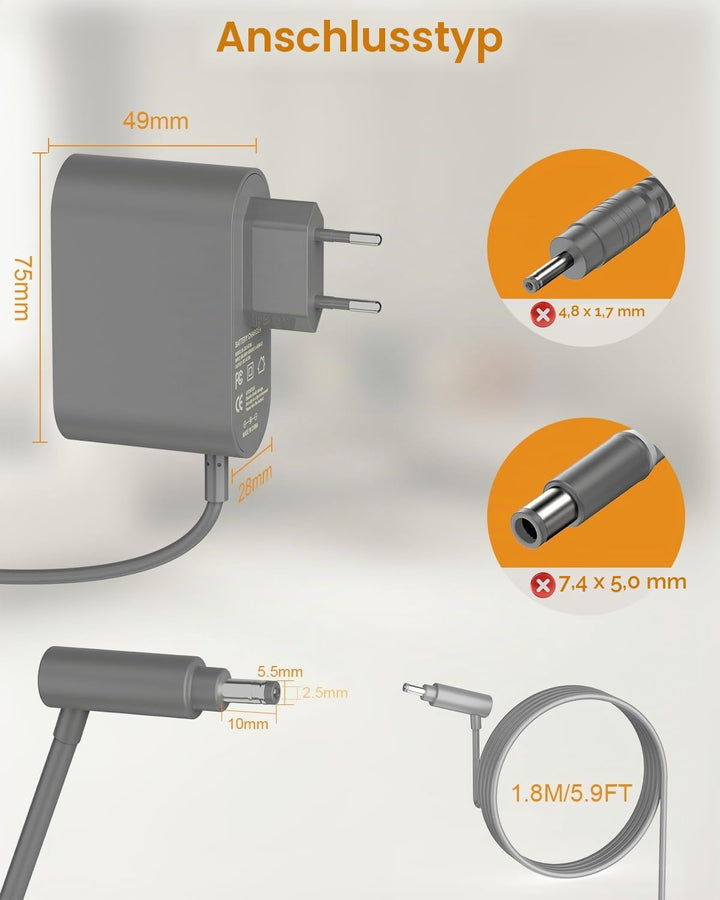 Ladekabel Ladegerät für Dyson V8 V7 V6 SV03 SV04 SV05 SV06 DC58 DC59 DC60 DC61 DC62 DC72 Absolute Fl