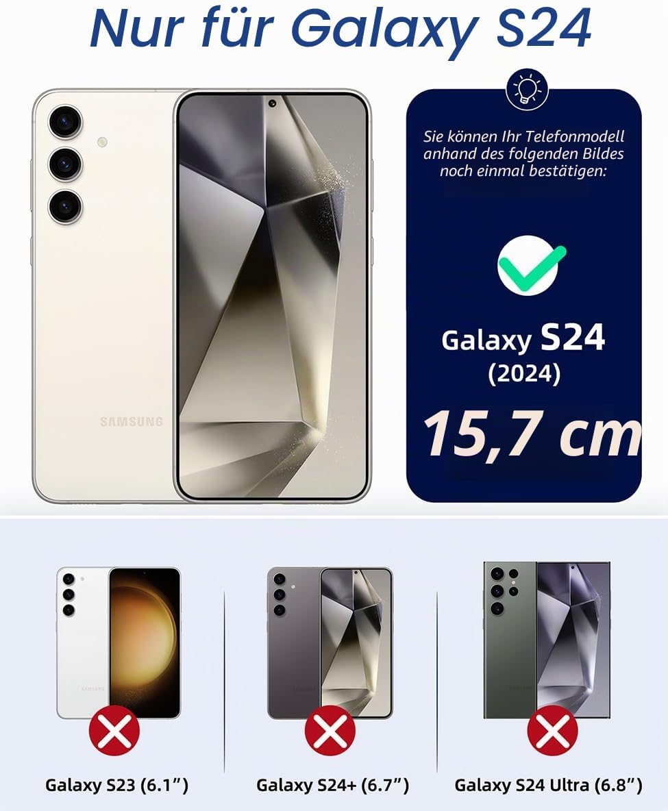 OCASE Handyhülle für Samsung Galaxy S24 5G Hülle Premium Leder Flip Klappbare Klapphülle Stossfeste