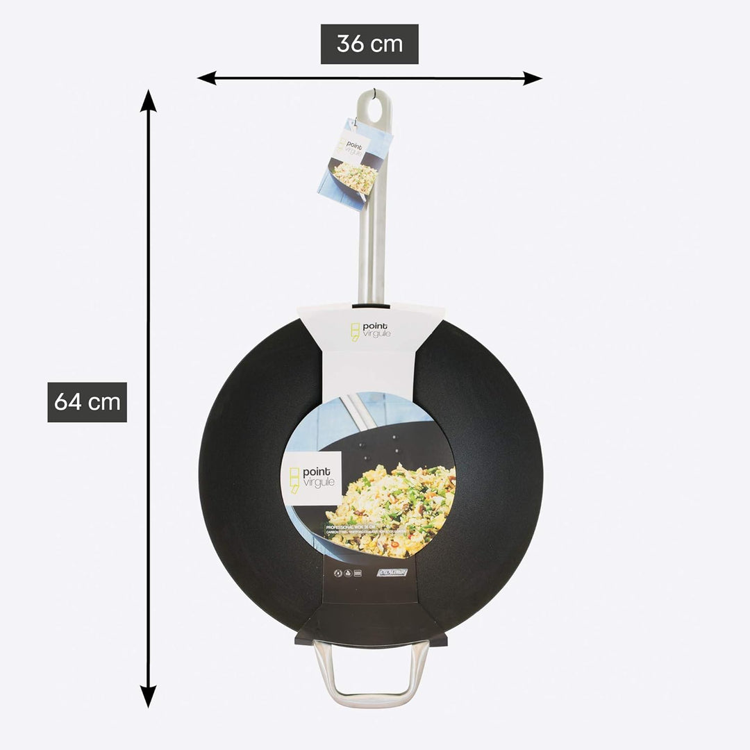 Point-Virgule Wok Pfanne mit Antihaft Beschichtung und Edelstahlgriff für Wok-Grillgerichte zu berei