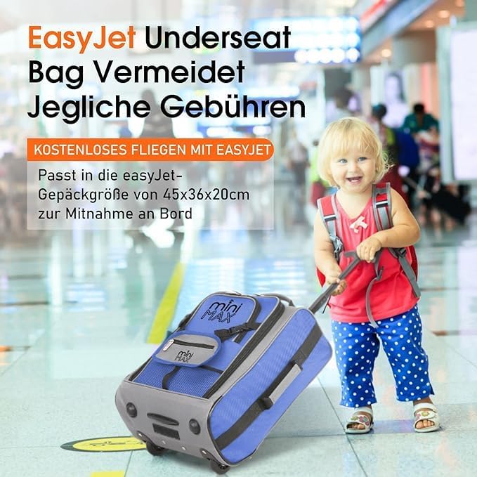 Aerolite MiniMax Kindergepäck 45x36x20 Easyjet Maximale Grösse 30L Handgepäck Neu 2023 Unter Sitz Tr