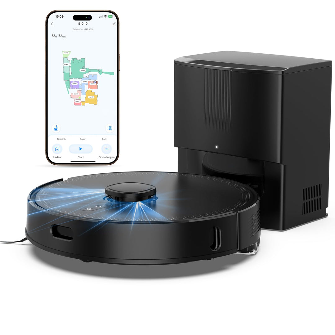 Saugroboter mit Wischfunktion, Staubsauger Roboter mit Absaugstation 3.5L, 8000Pa Saugkraft, LiDAR N