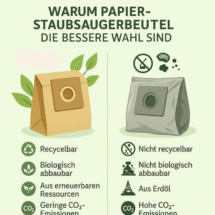 20 Staubsaugerbeutel kompatibel mit Vorwerk Kobold 130, 131 und SC-Modelle, CO₂ und Plastikfreie Ver