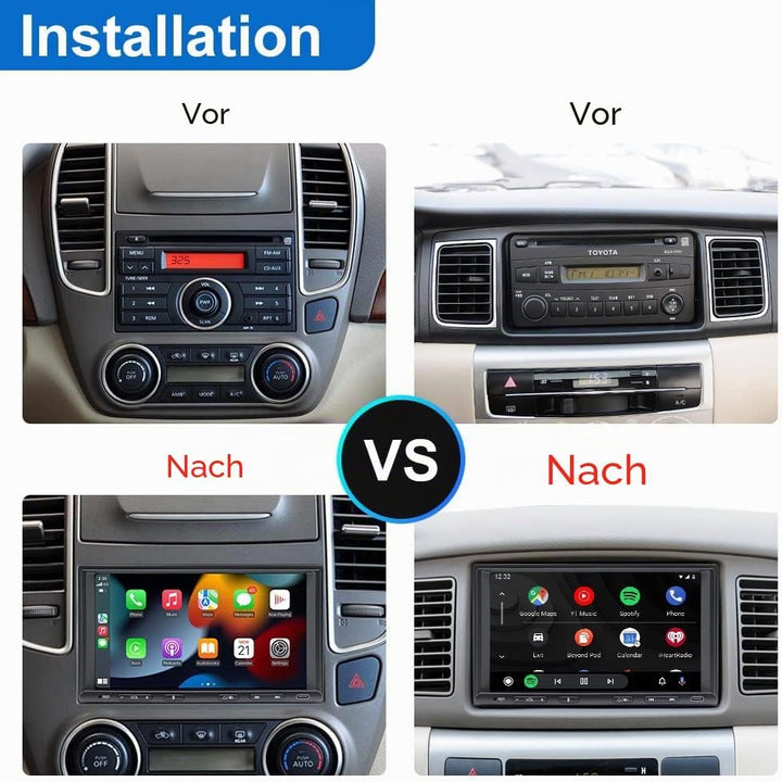 Doppel Din Radio mit Wireless CarPlay & Wireless Android Auto, Autoradio mit Navi 7 Zoll Bildschirm,