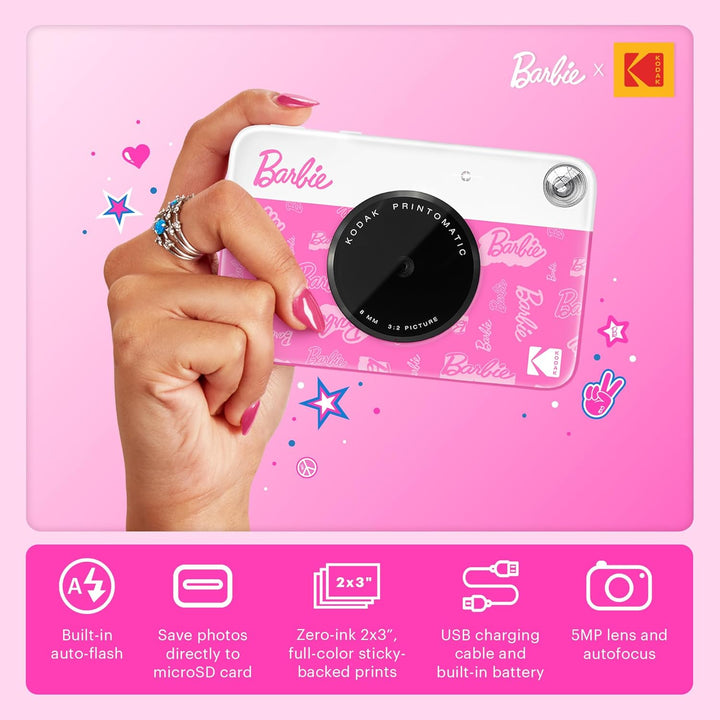 Kodak x Barbie Printomatic Sofortbildkamera in Vollfarbe Digitalkamera Barbie Deluxe-Bundle (Signatu